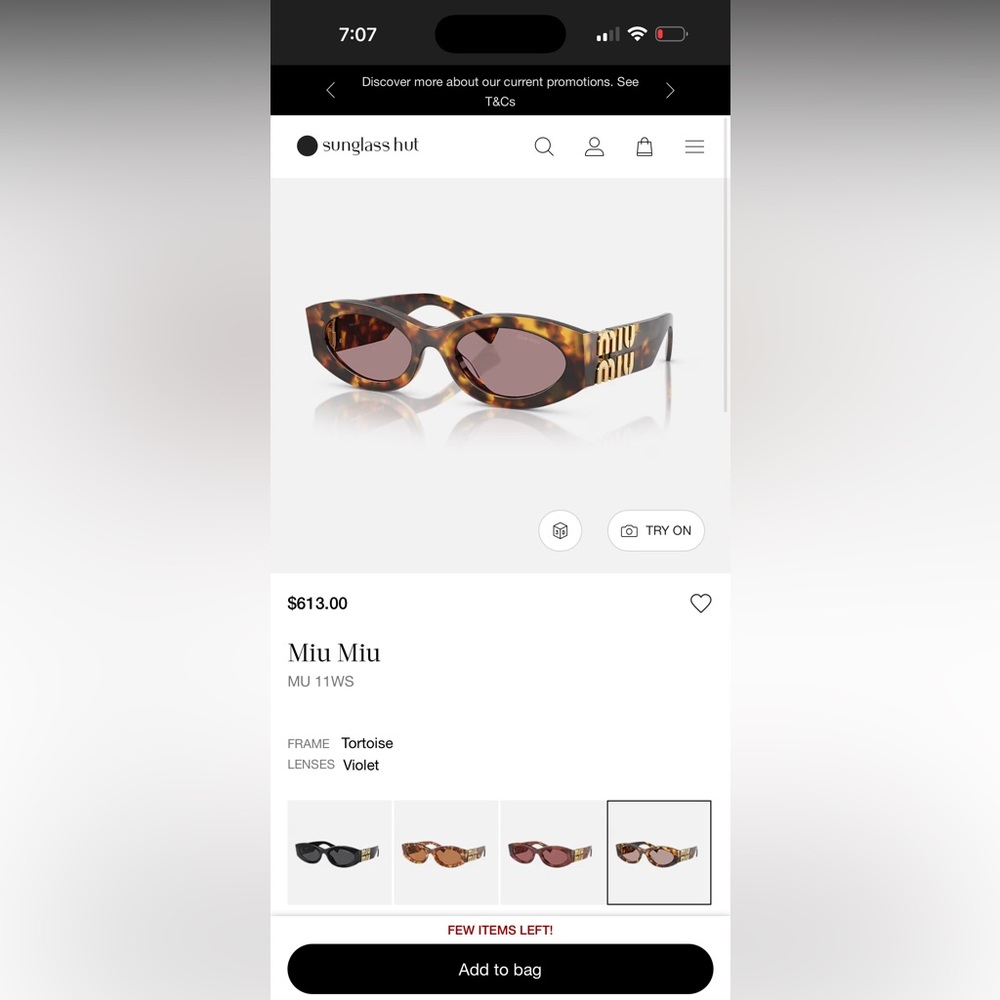 Authentic Miu Miu Brown Tortoise Sunglasses